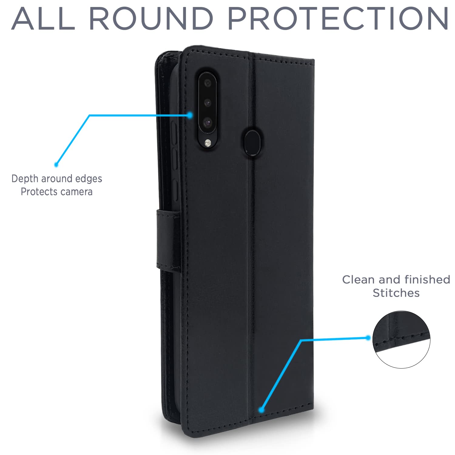 Pikkme  Samsung Galaxy A20s Vintage  Flip Cover  (Black)