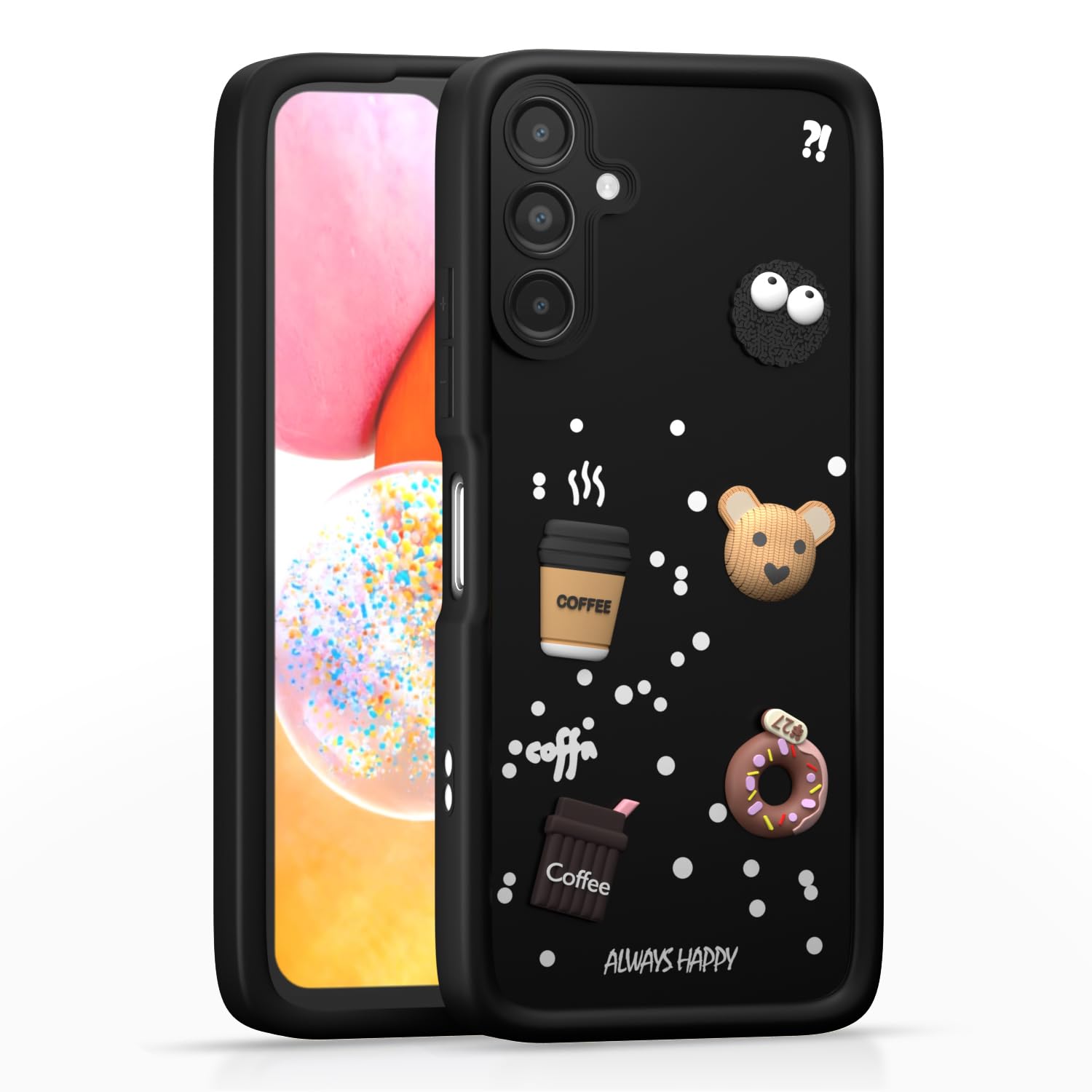 Pikkme Samsung Galaxy A14 4G / A14 5G Cute Fun Cartoon 3D Bear Silicone Back Cover - Black 