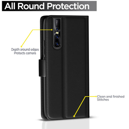 Vivo V15 Pro Wallet wallet flip cover in black by Pikkme – photo 4