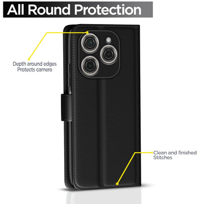 Pikkme Tecno Spark 20 Pro Vintage Flip Cover (Black)
