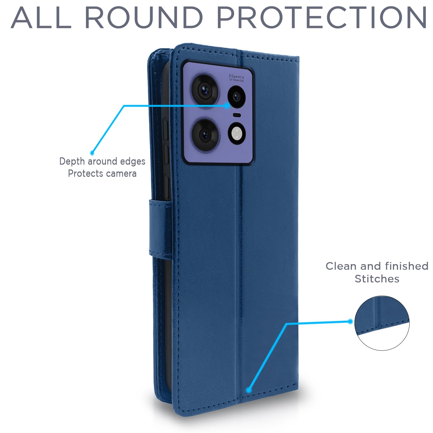 Moto Edge 50 Pro 5G mobile flip cover in blue by Pikkme – photo 4