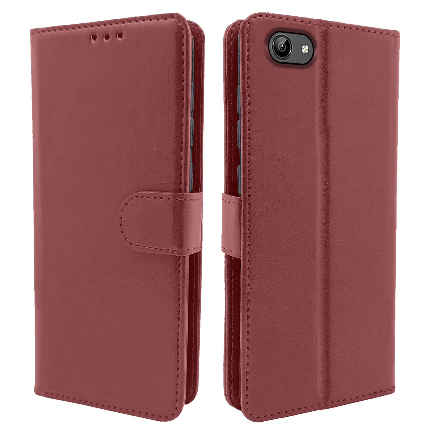 Brown Wallet wallet flip cover for Vivo Y71 – Pikkme