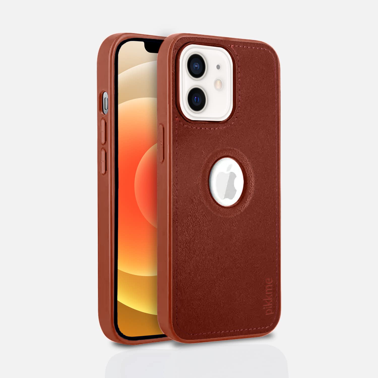 Pikkme iPhone 12 Luxe Series | Velvet Cloth Inside PU Leather Back Case (Brown)