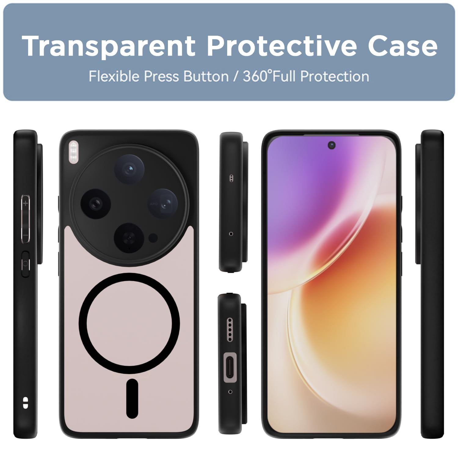 Pikkme black mag-safe MagSafe mobile back cover for Vivo X300 5G – photo 2