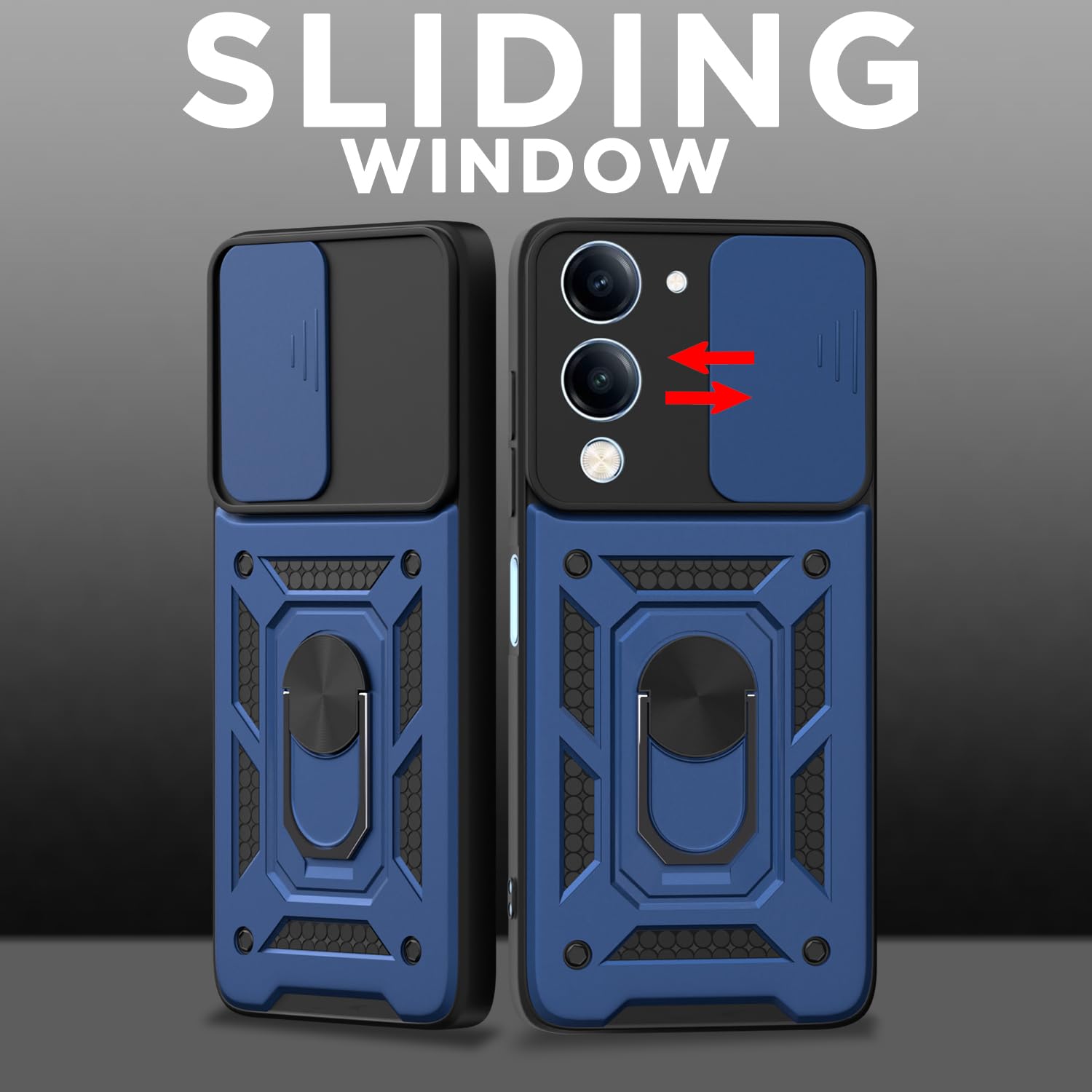 Pikkme Vivo T4 Lite 5G / iQOO Z10 Lite 5G / Vivo Y04 4G / Vivo Y19 5G D10 Tough Armor Back Cover (Blue)