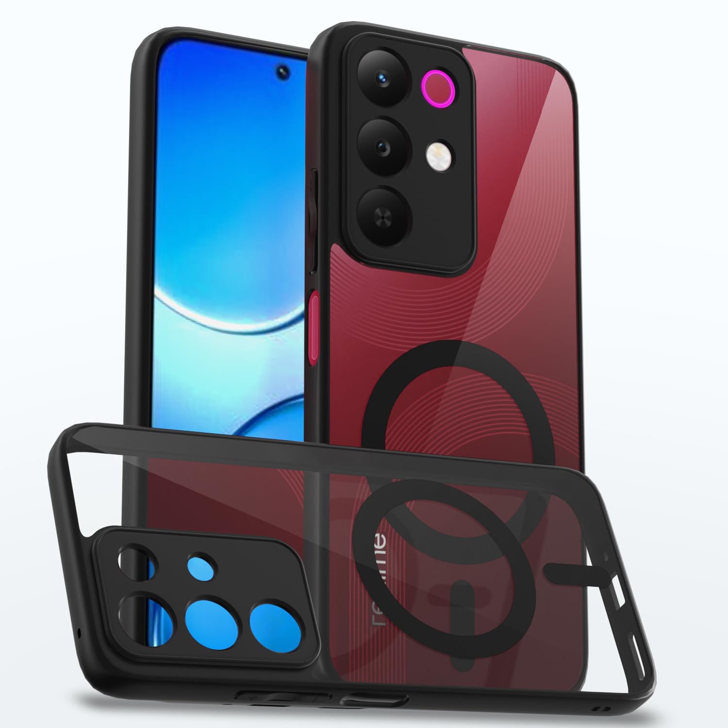 Black mag-safe mobile cover for Realme Narzo 90X/C85/15X 5G – Pikkme