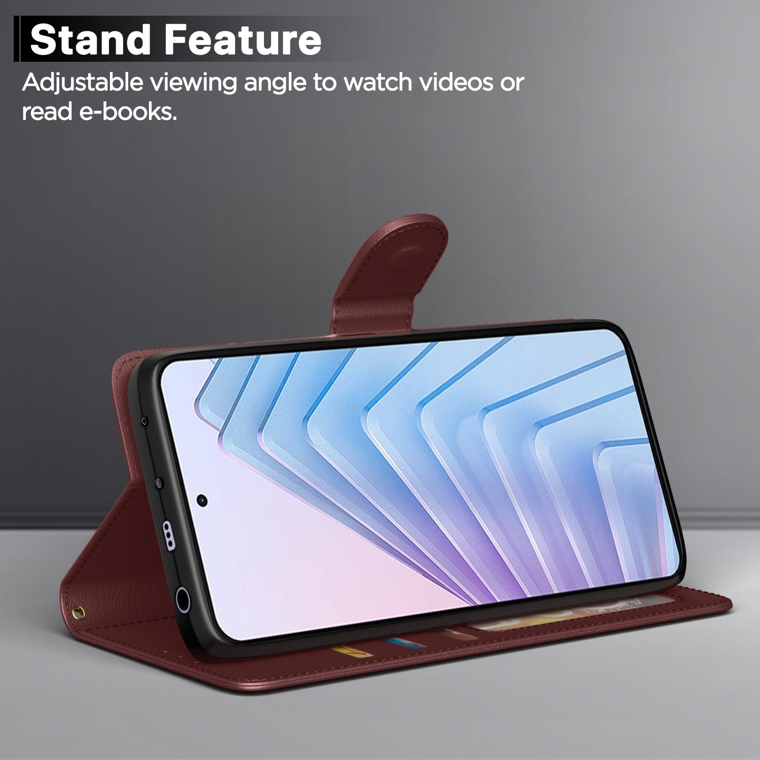 Redmi Note 14 5G Wallet flip case in brown by Pikkme – photo 3