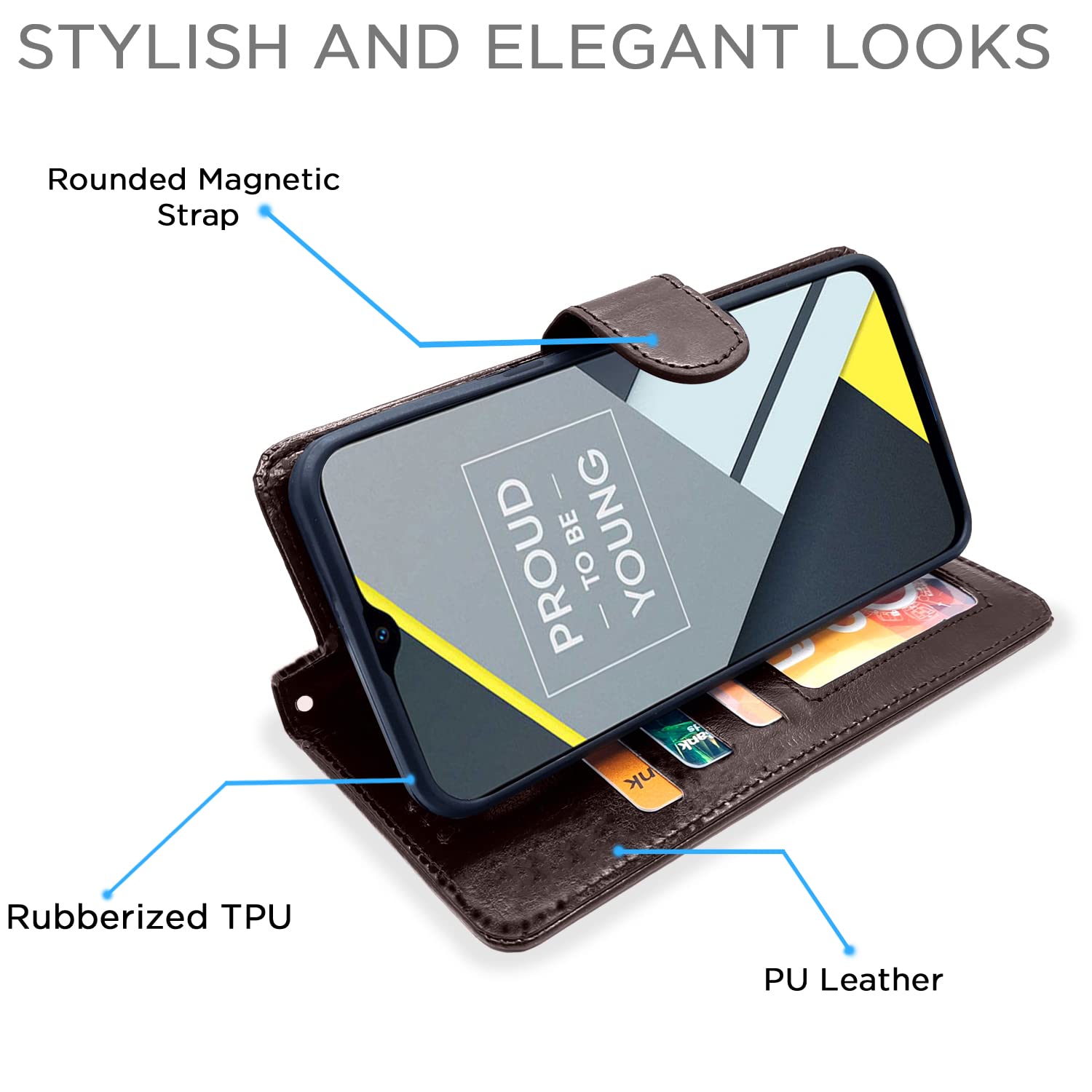 Pikkme Realme C2 Vintage Flip Cover | Coffee