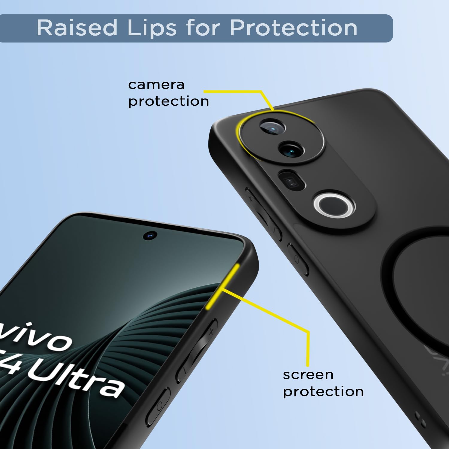 Pikkme Vivo T4 Ultra 5G Eagle 2 Mag-Safe Smoke Shockproof Hard Transparent Back Cover (Black)