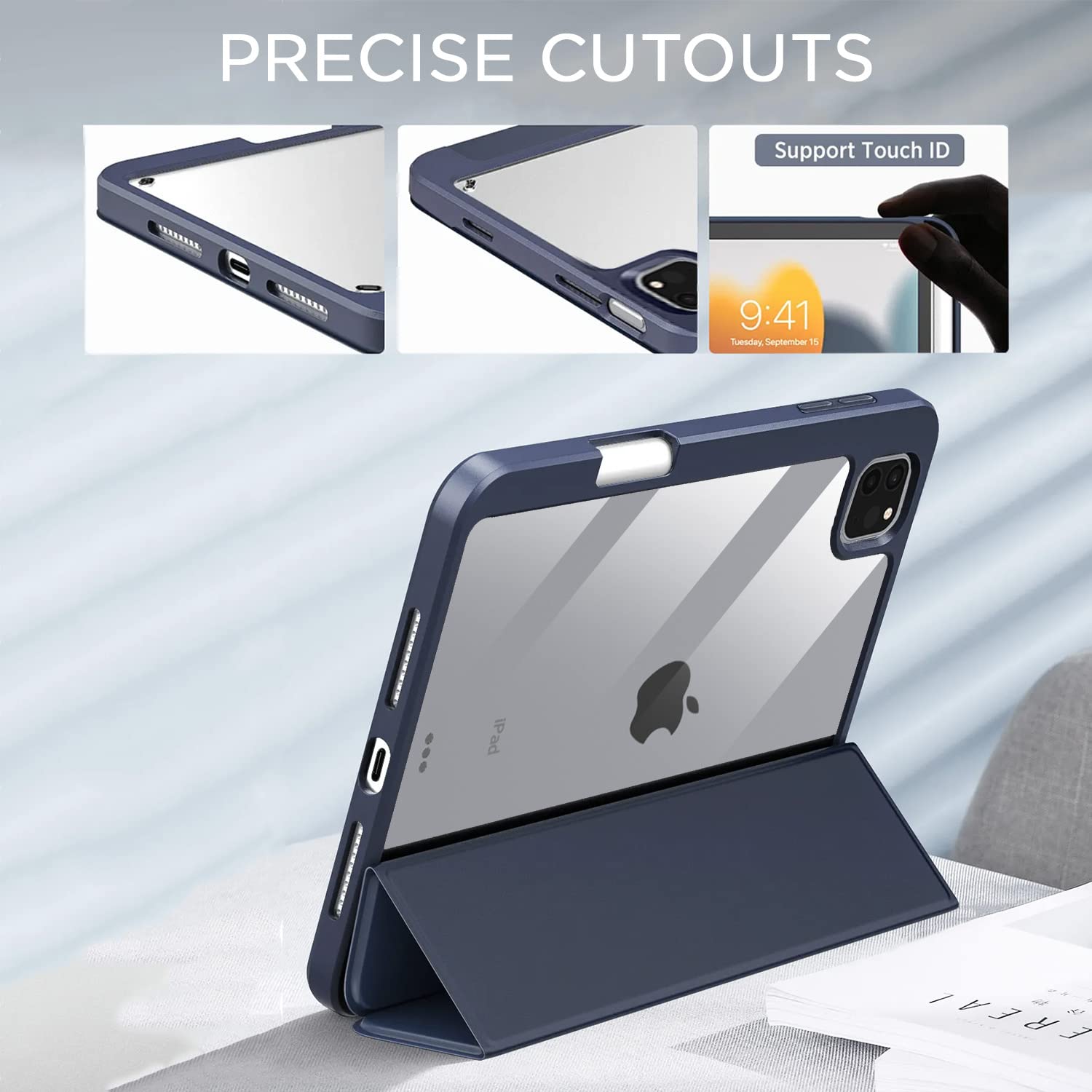 Dark blue wallet flip cover for iPad Pro 11 Inch 2022/2021 4th/3rd Gen – Pikkme – photo 3