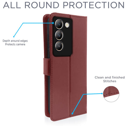 Brown wallet flip cover for Vivo T3/Y200e 5G – Pikkme – photo 4