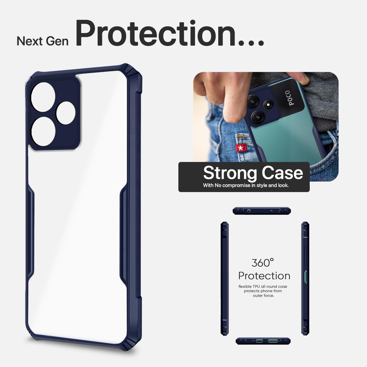 Poco M6 Pro 5G Hybrid back cover in blue by Pikkme – photo 6