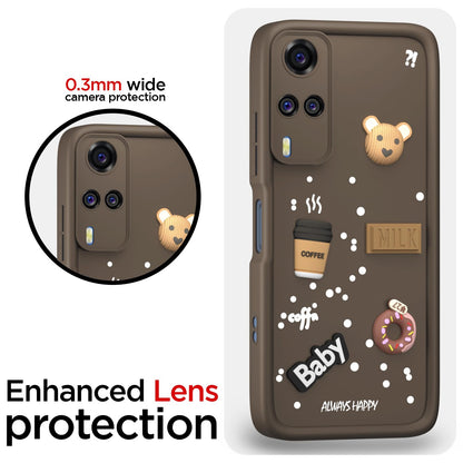 Pikkme Vivo Y31 / Y51 Cute Fun Cartoon 3D Bear Coffee Back Cover (Brown)