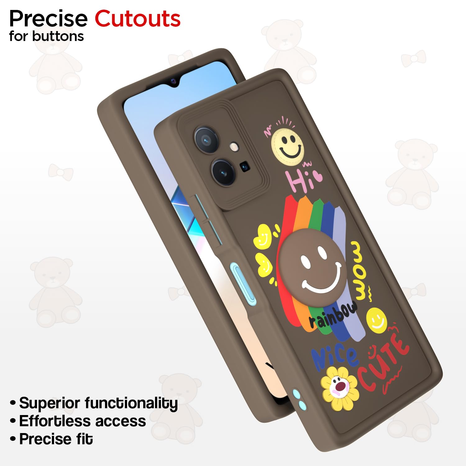 Pikkme brown Soft Silicone back cover for Vivo T1/Y75/iQOO Z6 5G – photo 6