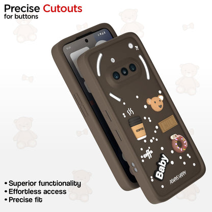 Pikkme Nothing Phone 3a 5G Cute Fun Cartoon 3D Bear Coffee Back Cover (Brown)