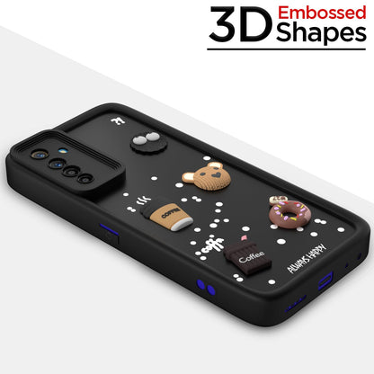 Pikkme Realme XT/Realme X2 Cute Fun Cartoon 3D Bear Coffee Back Cover (Black)