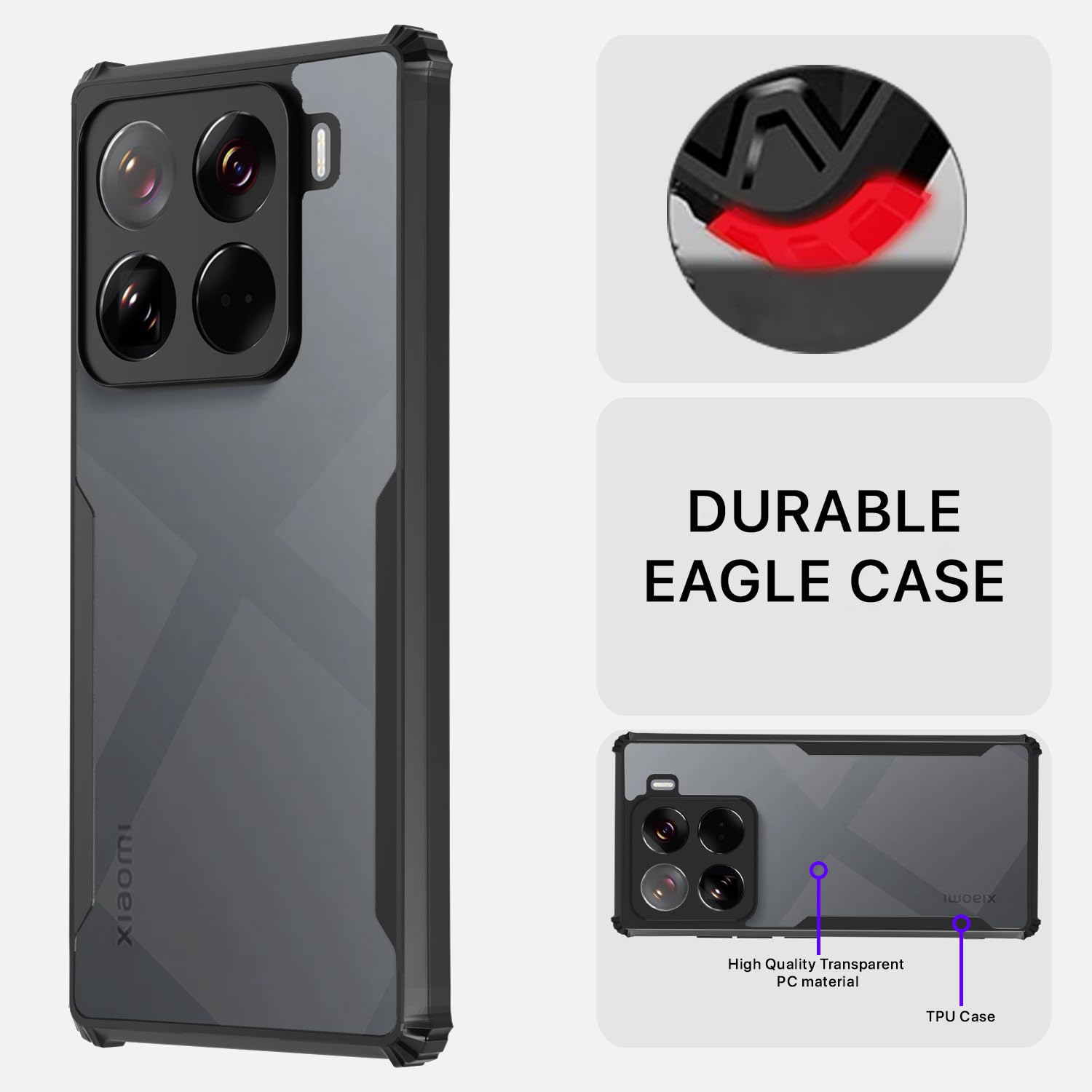 Xiaomi 15 Pro 5G Clear back cover in black by Pikkme – photo 5