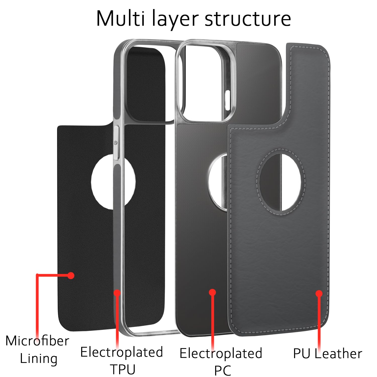 Pikkme iPhone 12 Mini Silver Electroplated Chrome Leather Back Cover (Gray)
