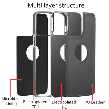 Pikkme iPhone 12 Mini Silver Electroplated Chrome Leather Back Cover (Gray)