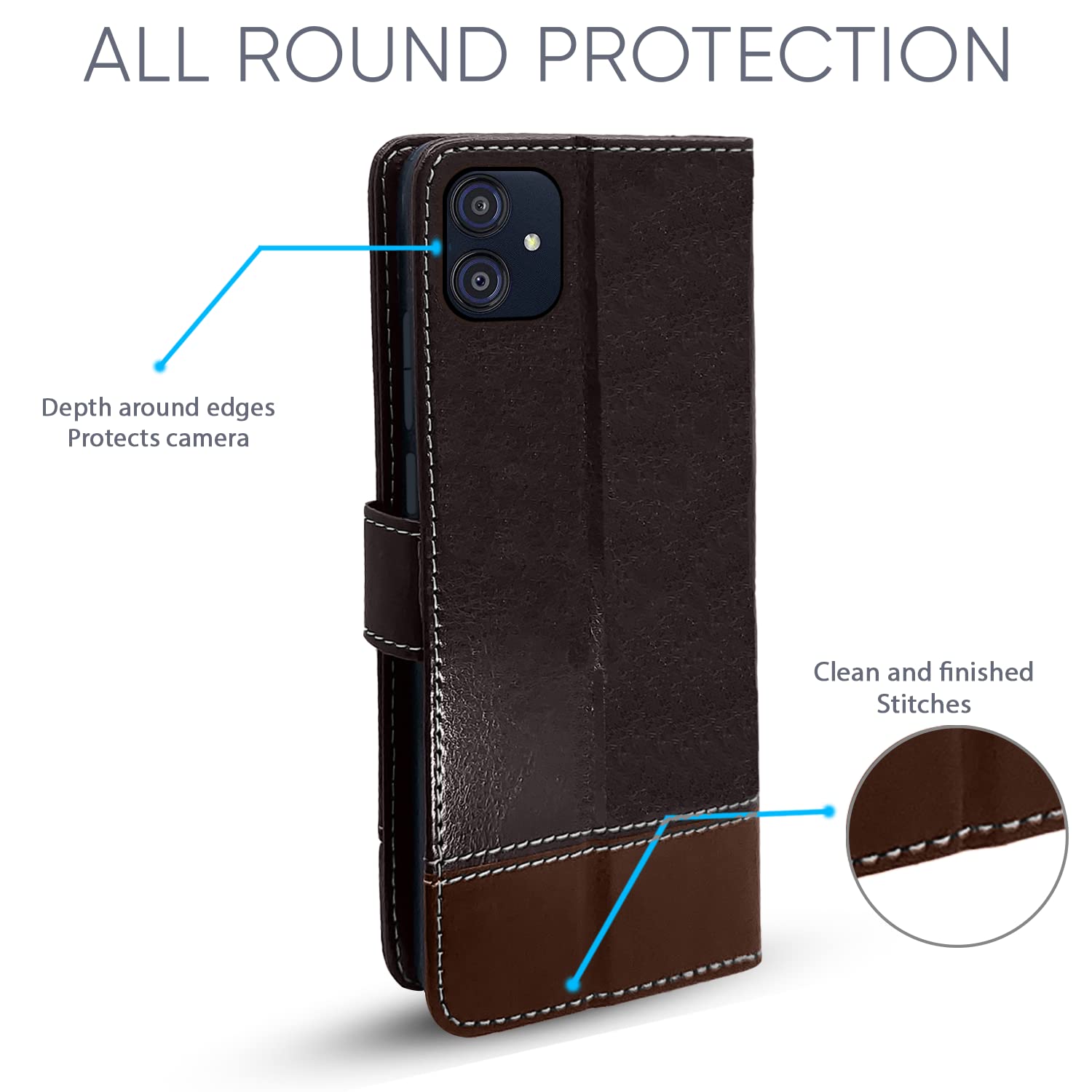 Samsung M04/F04/A04e wallet flip cover in coffee & brown by Pikkme – photo 4
