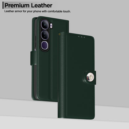 Vivo Y300 5G Button wallet flip cover in green by Pikkme – photo 2