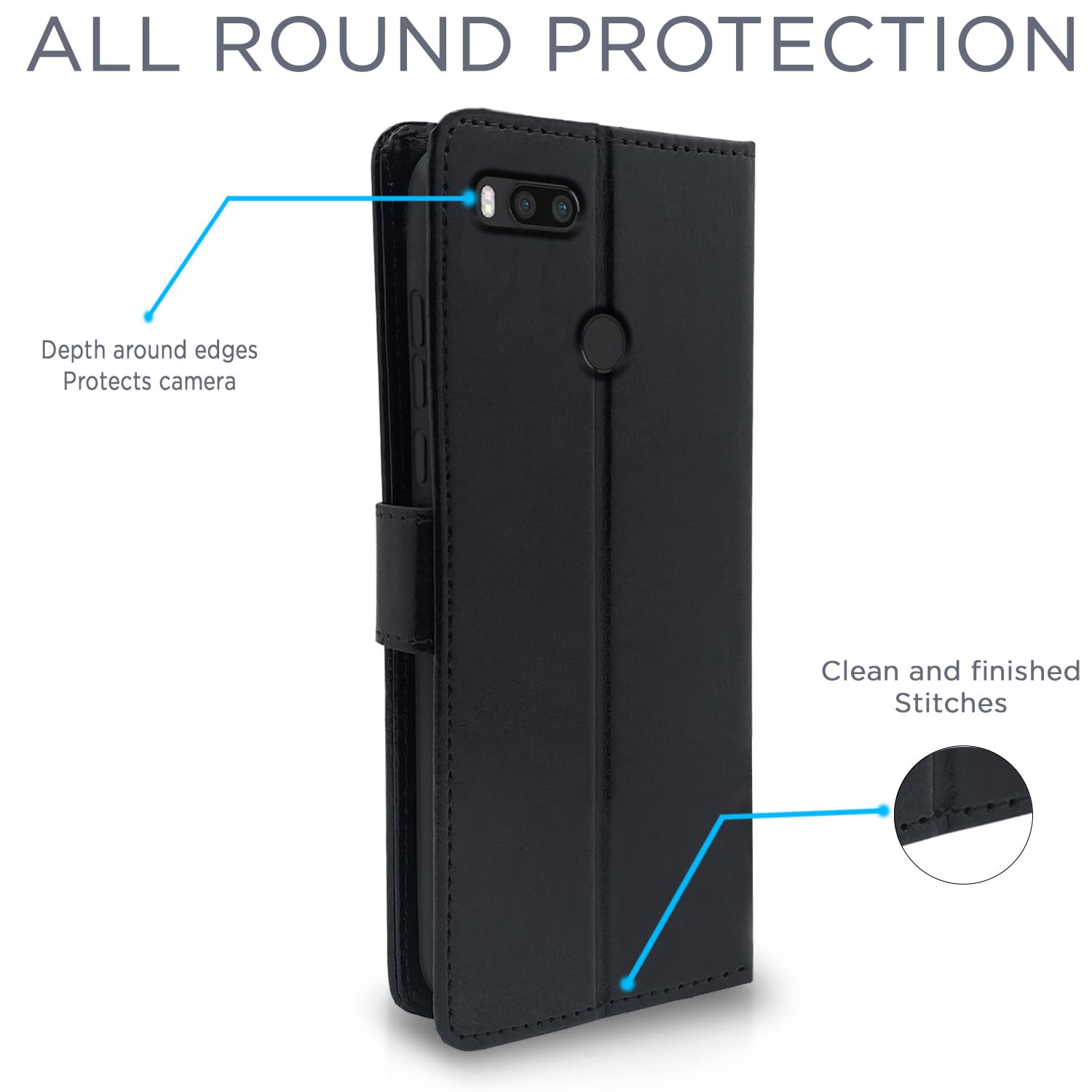 Pikkme Mi A1 Vintage Flip Cover (Black)