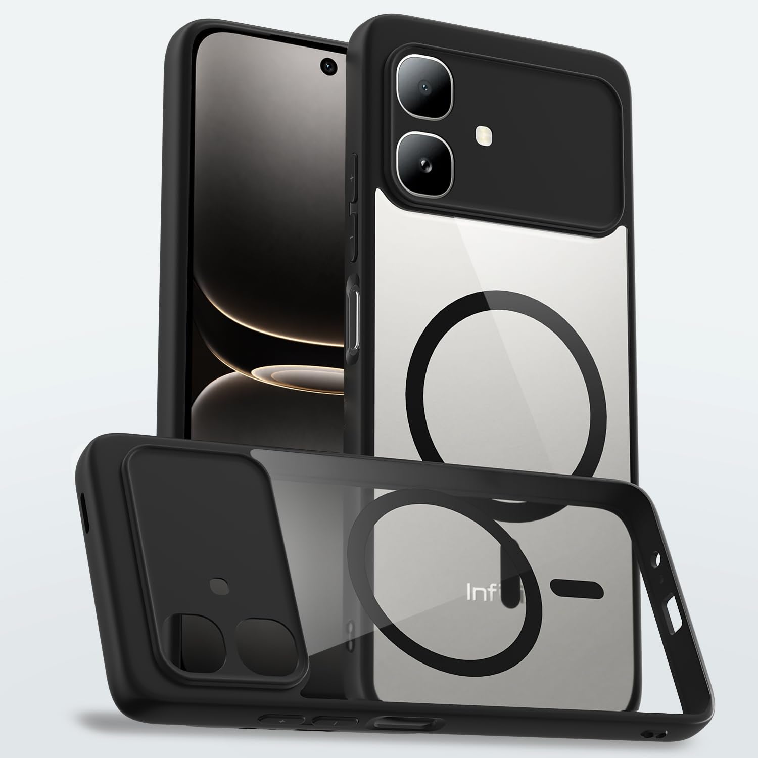 Infinix Smart 20 back cover in black mag-safe by Pikkme