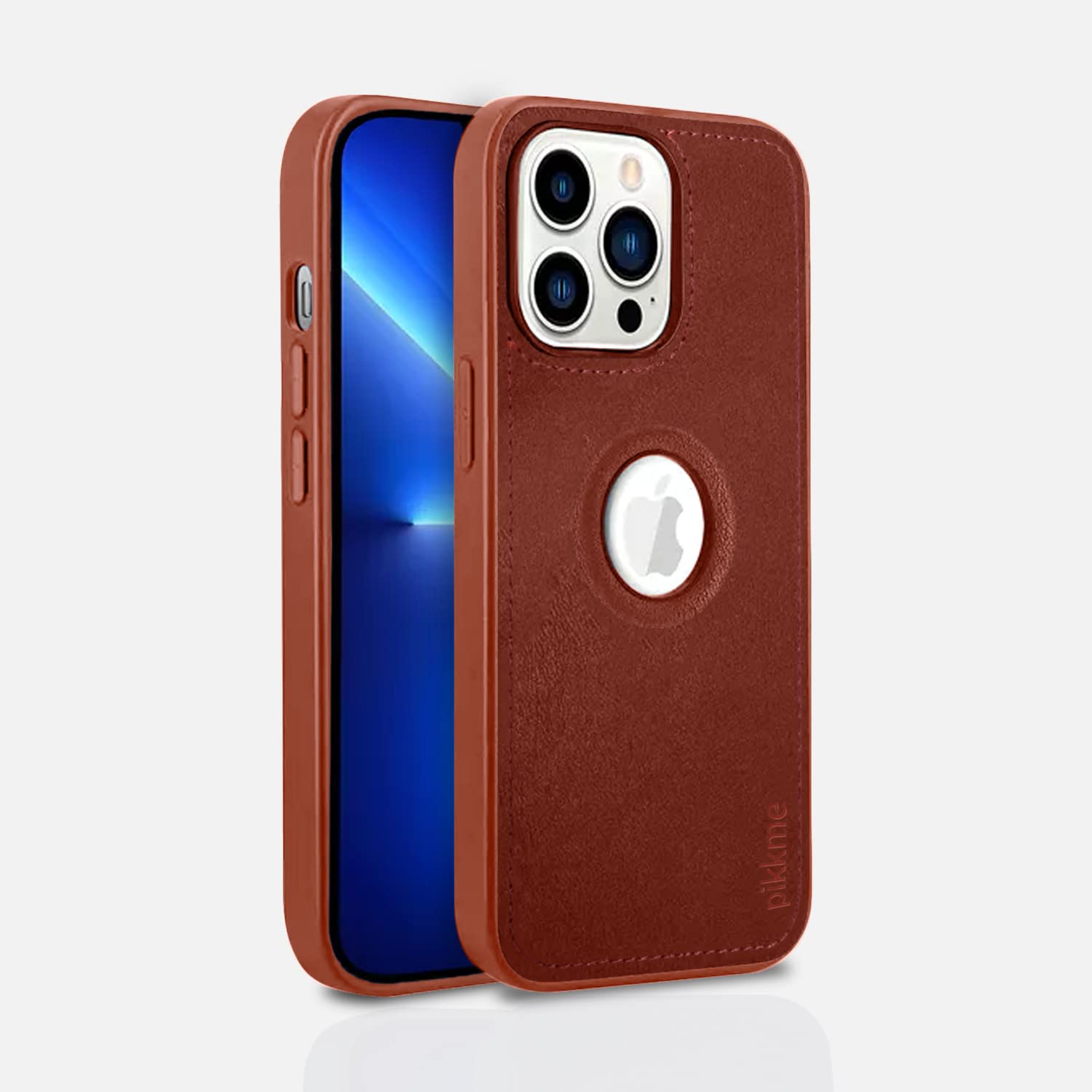 Pikkme iPhone 13 Pro Max Luxe Series | Velvet Cloth Inside PU Leather Back Case (Brown)