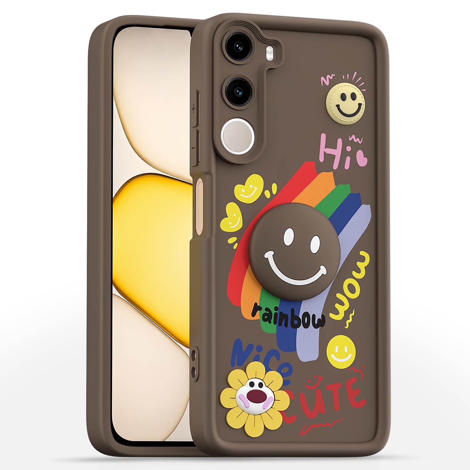 Poco M7 Plus 5G mobile back cover in brown by Pikkme