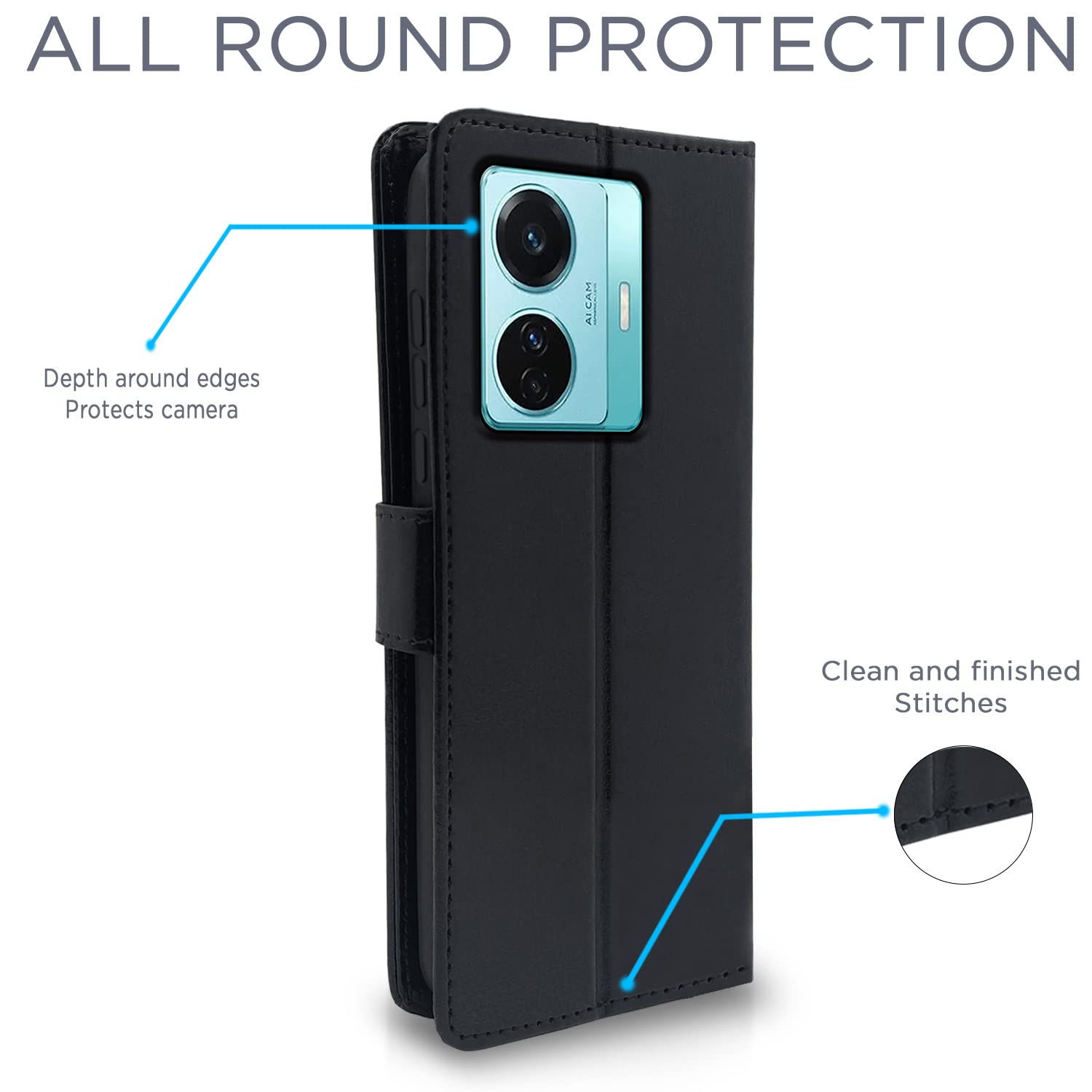 Black flip cover for Vivo T1 Pro/iQOO Z6 Pro 5G – Pikkme – photo 4