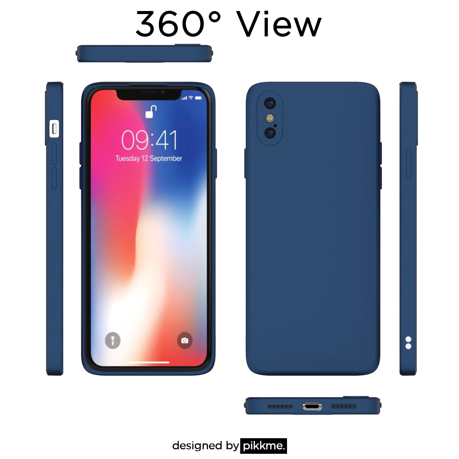 Pikkme iPhone X/XS Soft Matte Liquid Silicone Slim Back Cover | Blue