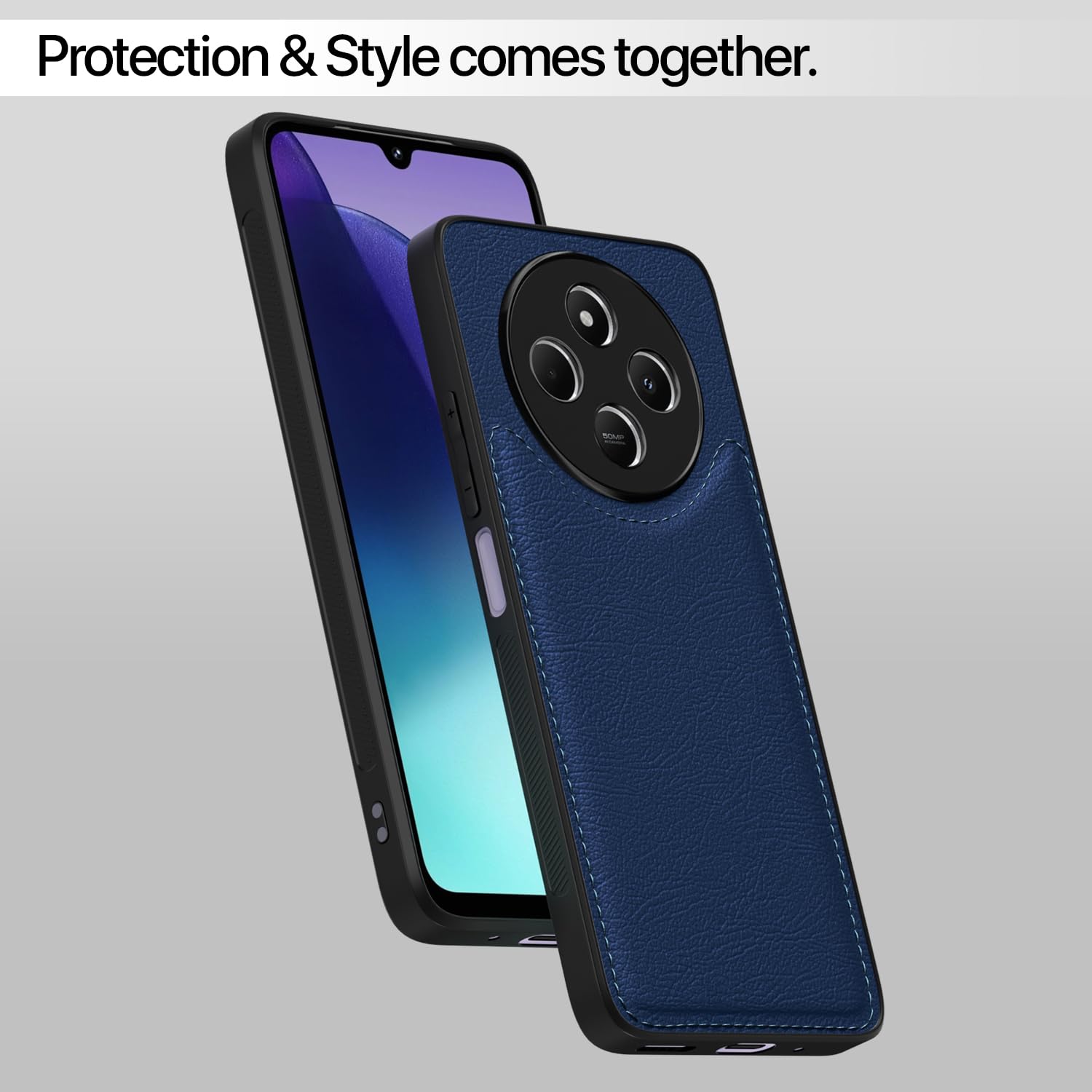 Pikkme Redmi A4 5G / Redmi 14C 5G / Poco C75 5G Leatherback Back Case | Blue