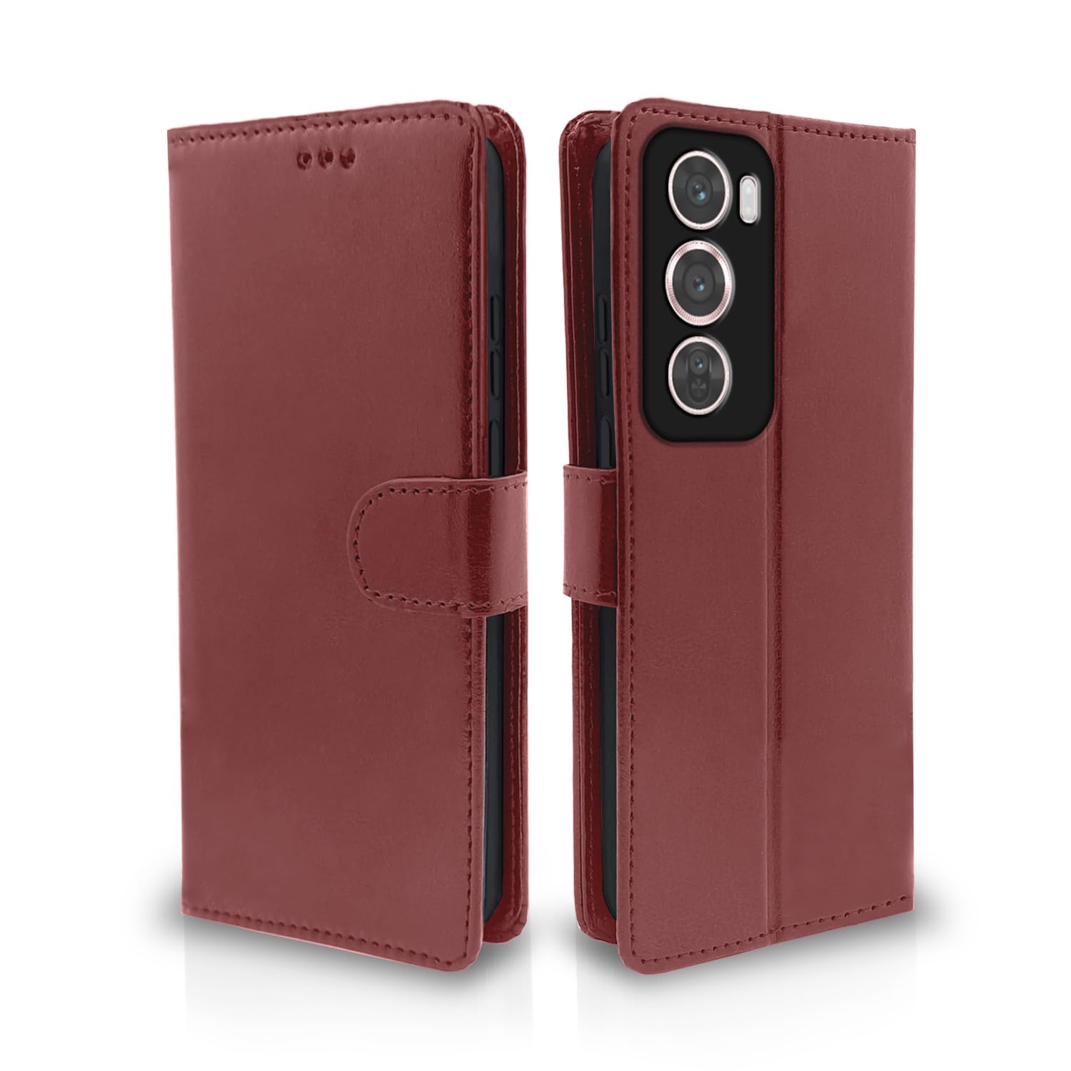 Brown wallet flip cover for Oppo Reno 12 Pro 5G – Pikkme