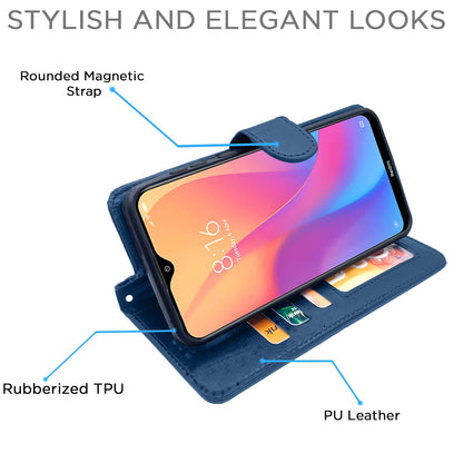 Pikkme Redmi 8A Vintage Flip Cover (Blue)