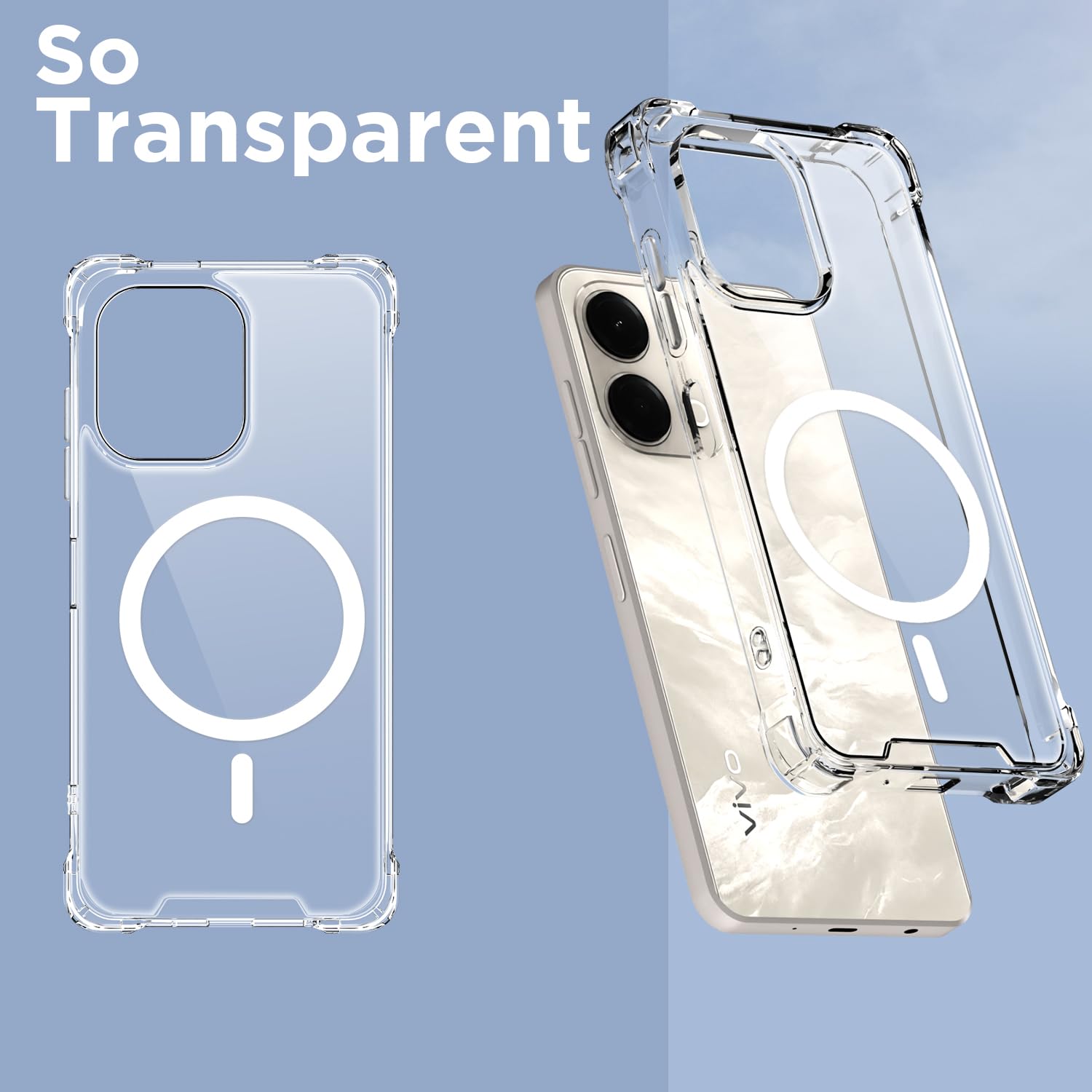 Transparent mag-safe back cover for Vivo Y11/T5 Lite 5G – Pikkme – photo 2