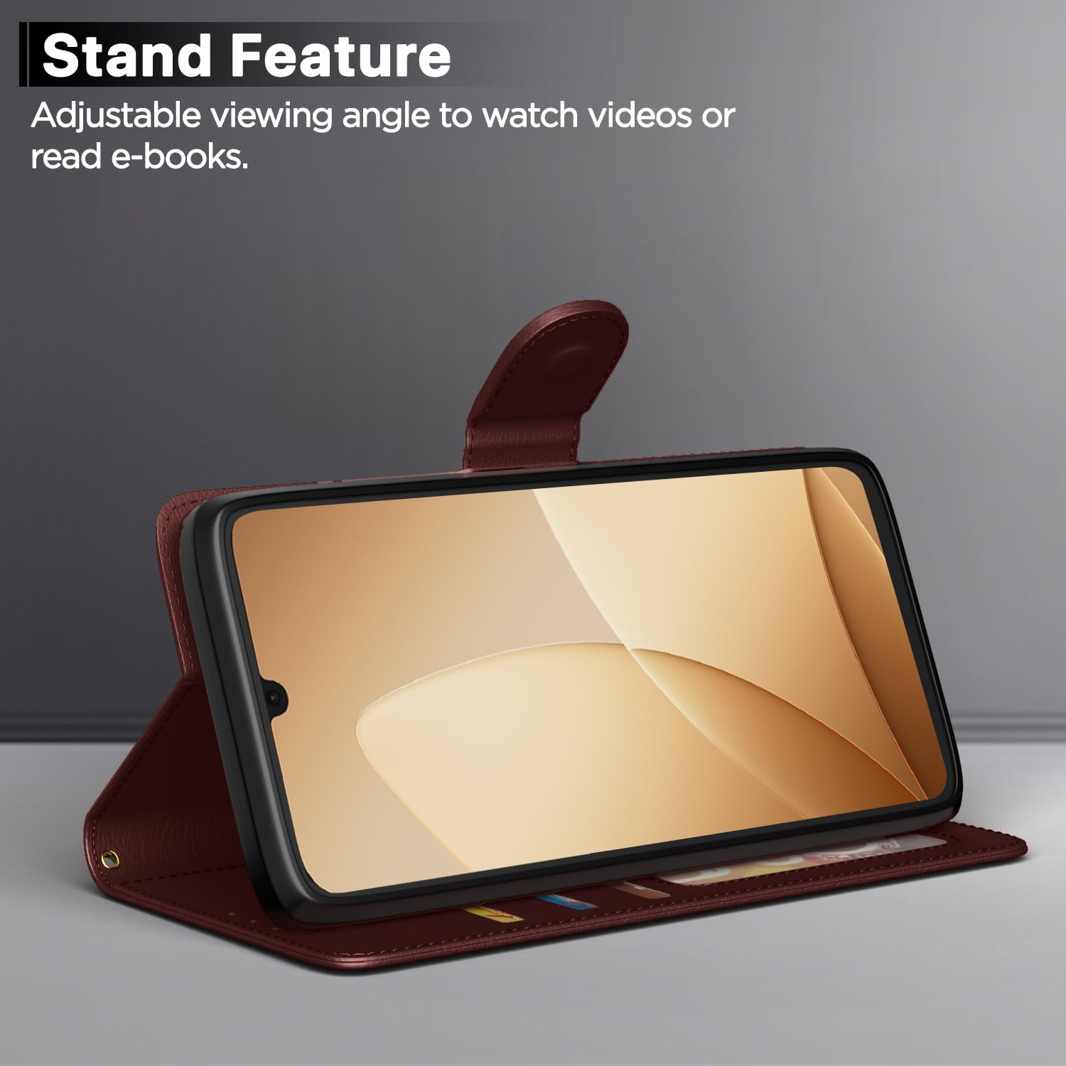 Oppo A6c Wallet wallet flip cover in brown by Pikkme – photo 3