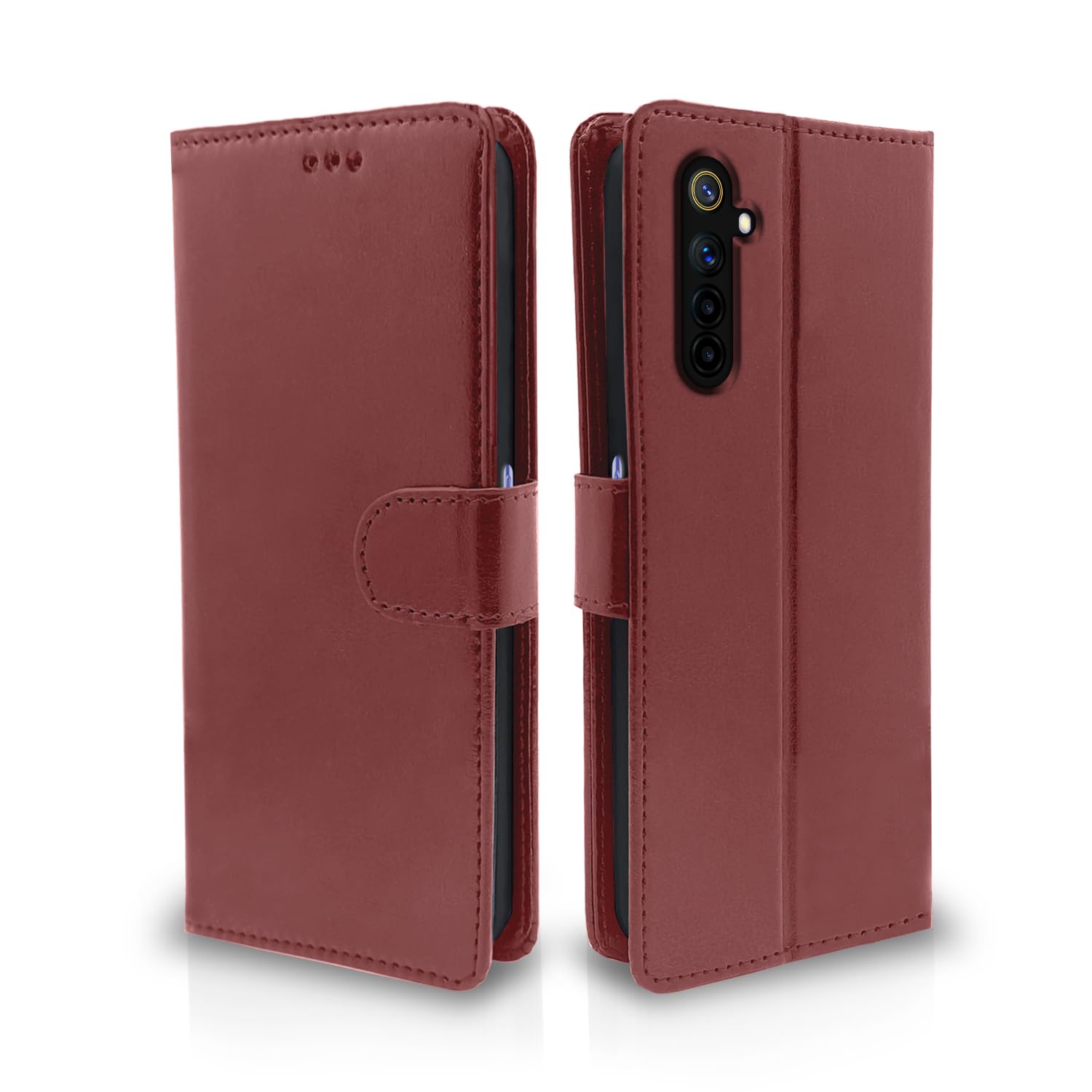 Pikkme Realme 6 Vintage Flip Cover (Brown)