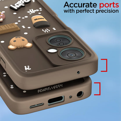 Pikkme OnePlus Nord CE 3 Lite 5G / OnePlus Nord N30 5G  Cute Fun Cartoon 3D Bear Coffee Back Cover (Brown)