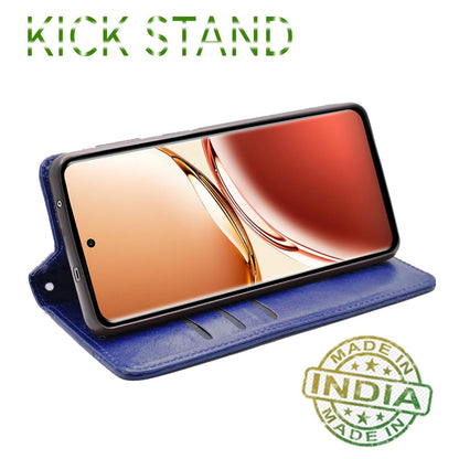 Pikkme Oppo F27 5G Premium Leather Magnet Flip Cover (Blue)