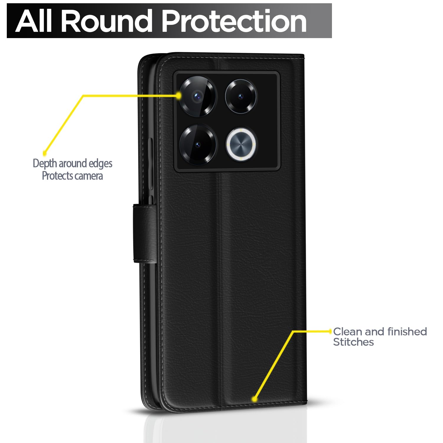 Pikkme black Wallet flip cover for Infinix Note 40 Pro Plus 5G – photo 4
