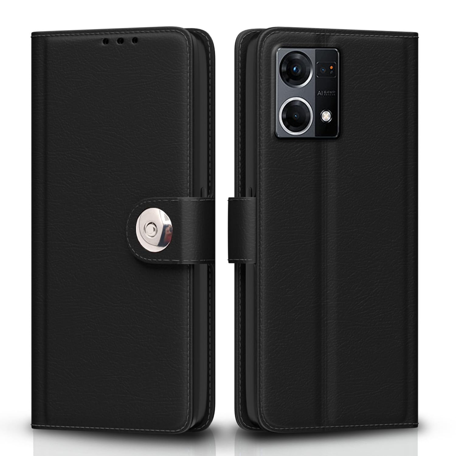Pikkme black mobile flip cover for Oppo Reno 7 5G