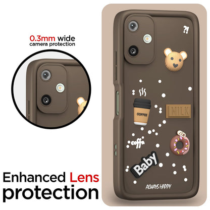 Pikkme Samsung Galaxy F06 5G / M06 5G Cute Fun Cartoon 3D Bear Coffee Back Cover (Brown)