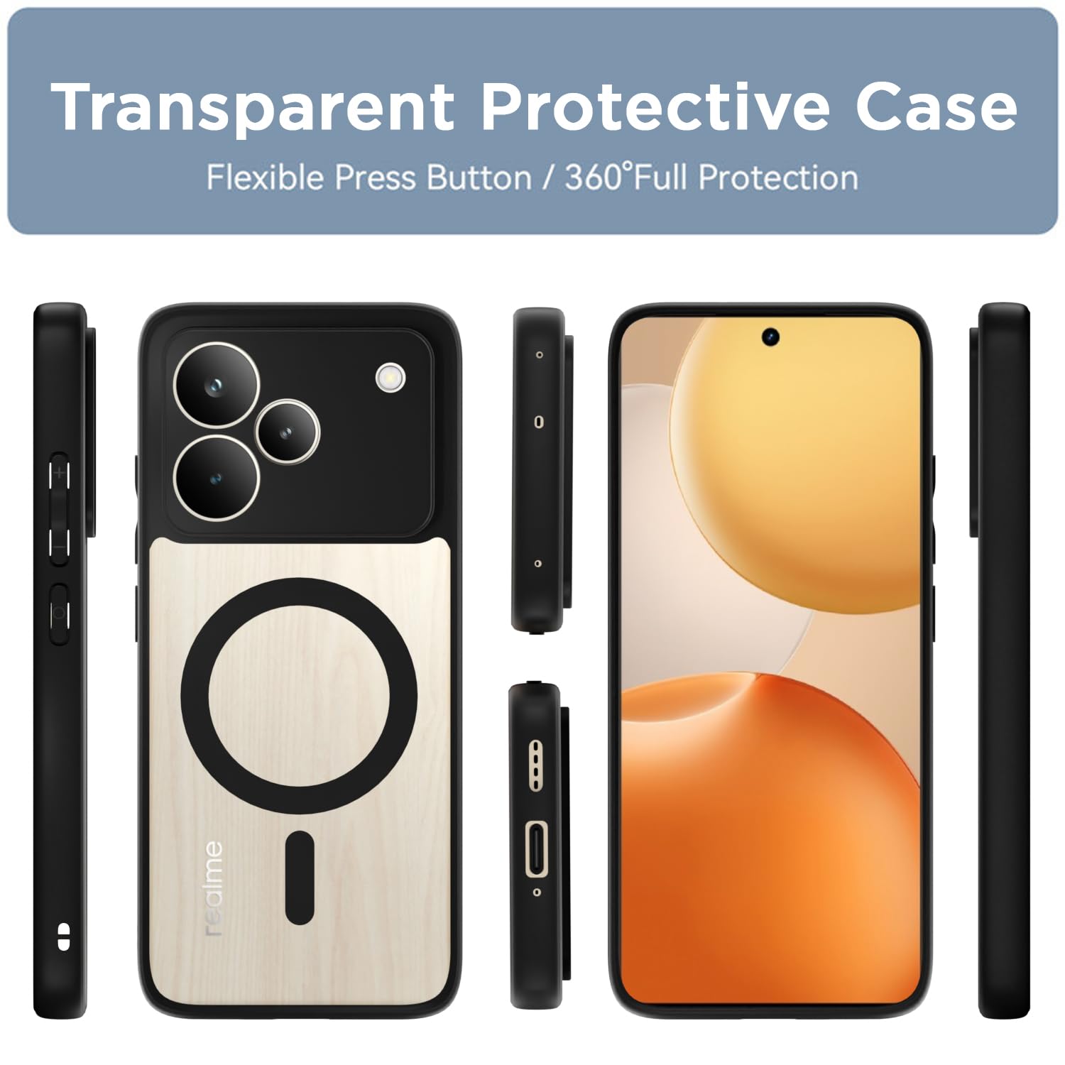 Black mag-safe MagSafe back cover for Realme P4 Pro 5G – Pikkme – photo 2