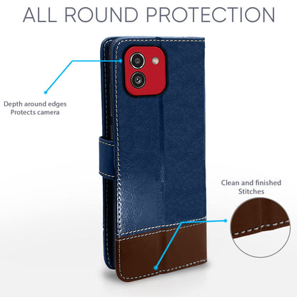 Pikkme blue & brown wallet flip cover for Samsung A03 – photo 4