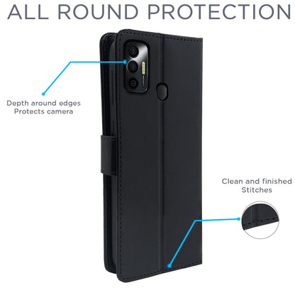 Pikkme Tecno Spark 7 / 7T Vintage Flip Cover| Black