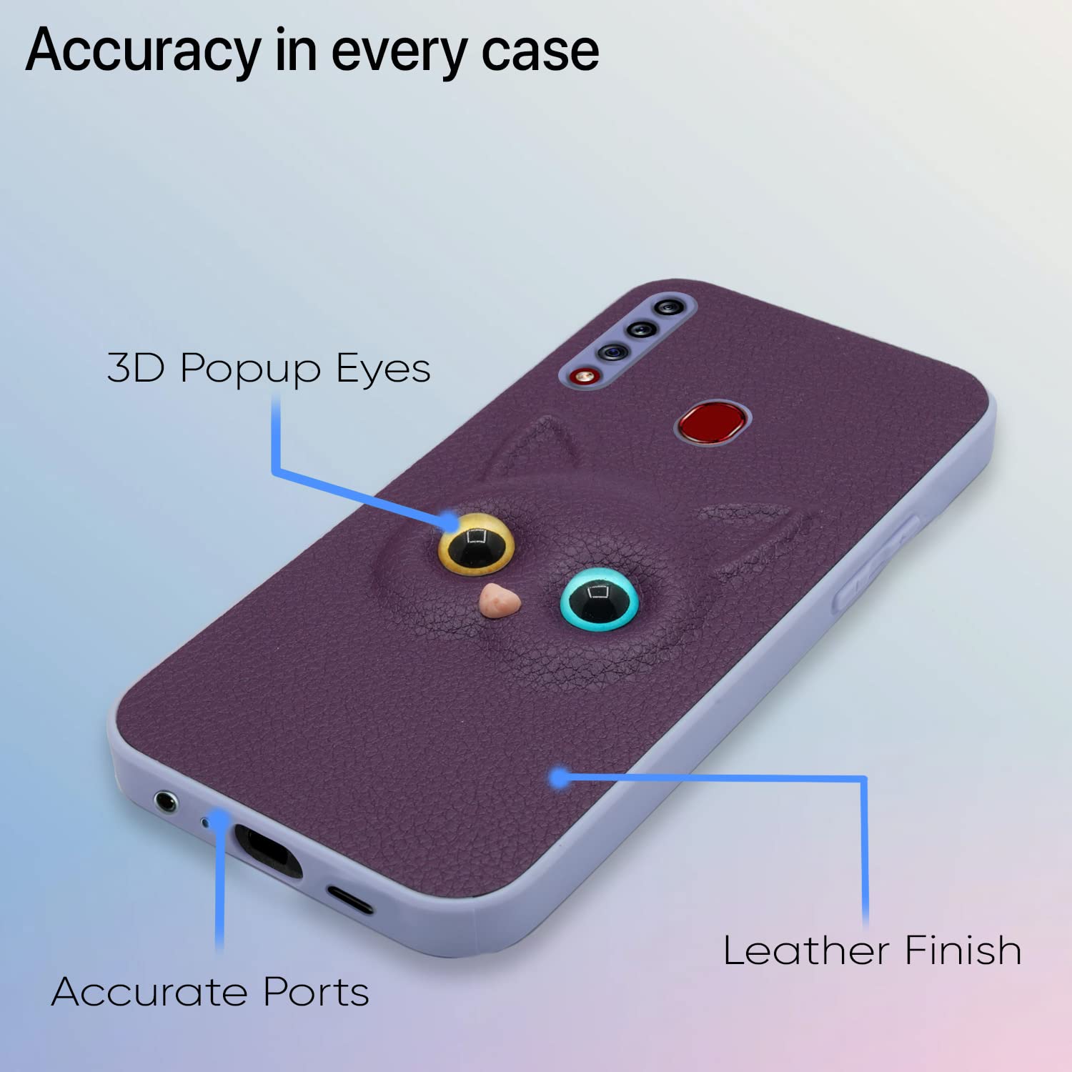 Pikkme Samsung Galaxy A20s Kitty Back Cover (Purple)