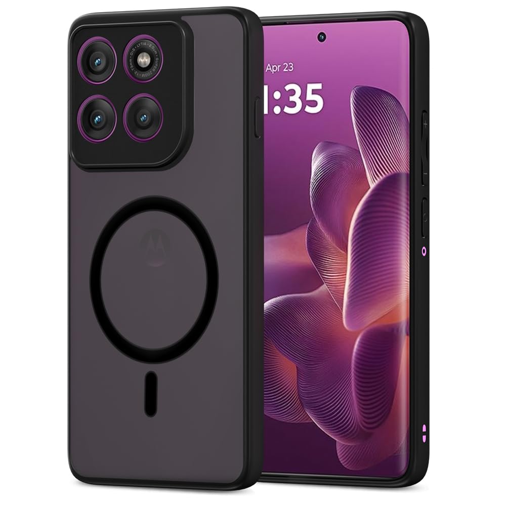 Pikkme Motorola Moto Edge 60 Pro 5G Eagle 2 Mag-Safe Smoke Shockproof Hard Transparent Back Cover (Black)