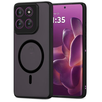 Pikkme Motorola Moto Edge 60 Pro 5G Eagle 2 Mag-Safe Smoke Shockproof Hard Transparent Back Cover (Black)