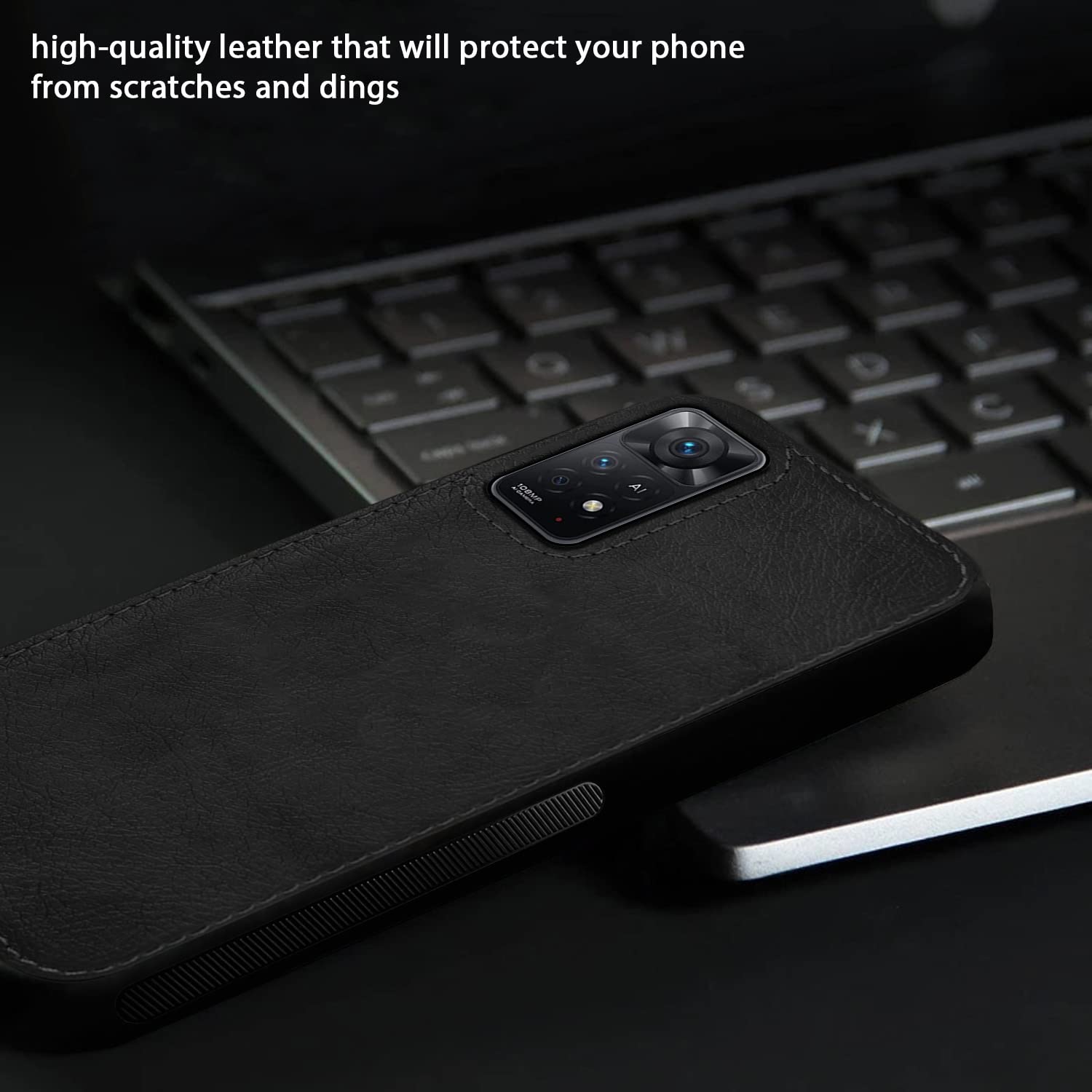 Black Leather mobile back cover for Redmi Note 11 Pro/Note 11 Pro Plus 5G – Pikkme – photo 4