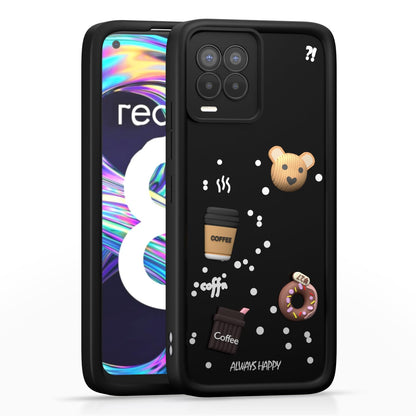 Pikkme  Realme 8 4G / 8 Pro Cute Fun Cartoon 3D Bear Silicone Back Cover - Black